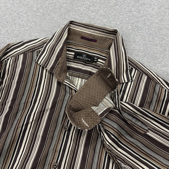 Bugatchi Uomo Other - Bugatchi Uomo Button Up Shirt Men's Size XXL Brown Vertical Striped Flip Cuff